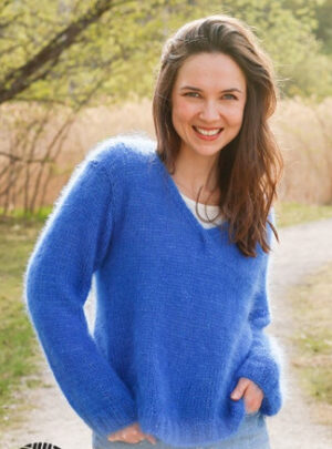 Cornflower Blues by DROPS Design - Bluse Strikkeopskrift str. S - XXXL