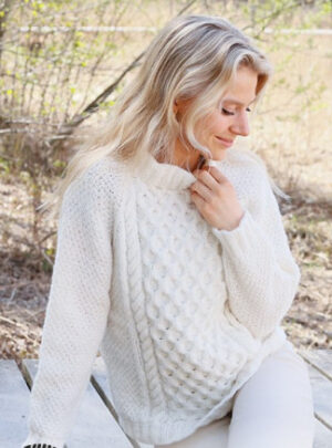 Cream Wafer by DROPS Design - Bluse Strikkeopskrift str. S - XXXL