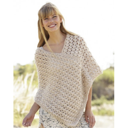 Creme Caramel by DROPS Design - Poncho Strikkeopskrift str. S/M - XXL/XXXL Creme Caramel by DROPS Design - Poncho Strikkeopskrift str. S/M - XXL/XXXL