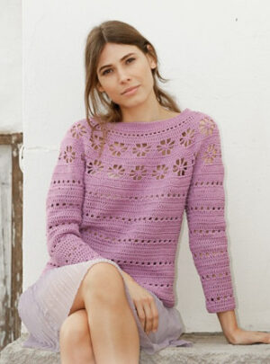 Daisy Chain by DROPS Design - Bluse Hækleopskrift str. S - XXXL