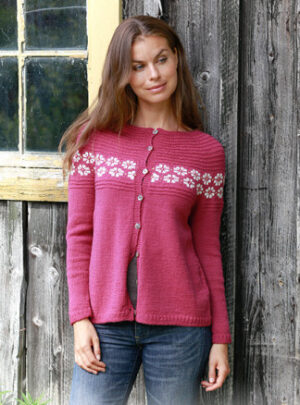 Daisy Delight Cardigan by DROPS Design - Jakke Strikkeopskrift str. S - XXXL