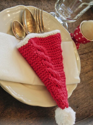 Dinner At The Kringles by DROPS Design - Bestikholder Strikkeopskrift 16x22 cm - 2 stk