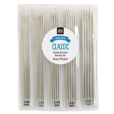Drops Pro Classic Strømpepindesæt 15cm Messing 2-4mm 5 størrelser Drops Pro Classic Strømpepindesæt 15cm Messing 2-4mm 5 størrelser