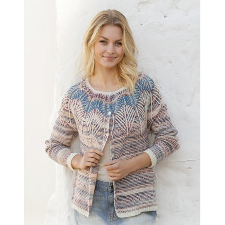 Egyptian Feathers Jacket by DROPS Design - Jakke Strikkeopskrift str. S - XXXL Egyptian Feathers Jacket by DROPS Design - Jakke Strikkeopskrift str. S - XXXL
