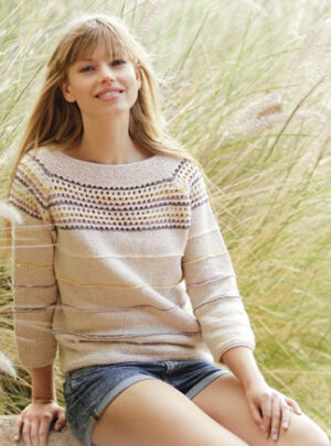 Freja by DROPS Design - Stribet bluse Strikkeopskrift str. S - XXXL