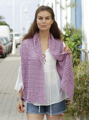 French LavenderÂ by DROPS Design - Stola Hækleopskrift 157x36 cm.