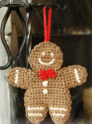 Gingy by DROPS Design - Peberkagemand julepynt Hækleopskrift 15x14 cm - 2 stk