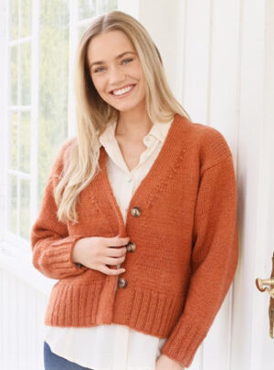 Glazed Orange by DROPS Design - Cardigan Strikkeopskrift str. XS - XXL