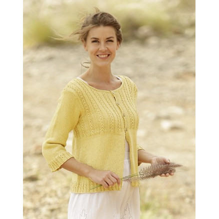 Golden Blossom by DROPS Design - Cardigan Strikkeopskrift str. S - XXXL Golden Blossom by DROPS Design - Cardigan Strikkeopskrift str. S - XXXL