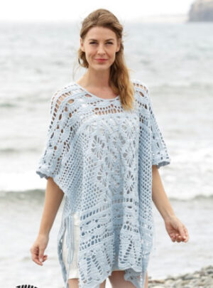 Graceful Mermaid by DROPS Design - Poncho Hækleopskrift str. S/M - XXL-XXXL
