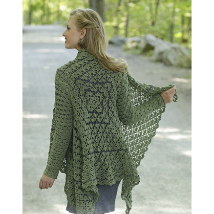 Green Envy by DROPS Design - Jakke Hækleopskrift str. S - XXXL Green Envy by DROPS Design - Jakke Hækleopskrift str. S - XXXL