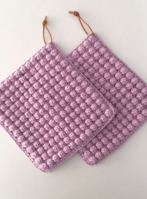 Grydelapper med bobler af Rito Krea - Grydelapper Hækleopskrift 18x18cm