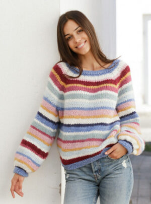 Happy Stripes by DROPS Design - Bluse Strikkeopskrift str. S - XXXL