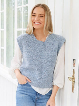 Hazy Dew Slipover by DROPS Design - Vest Hækleopskrift str. S - XXXL