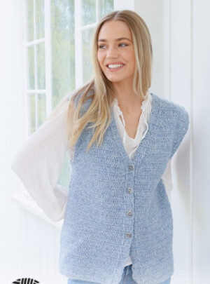 Hazy Dew Vest by DROPS Design - Vest Hækleopskrift str. S - XXXL