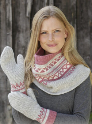 Hint of Heather Set by DROPS Design - Hals og Vanter Strikkeopskrift str. S/M - M/L