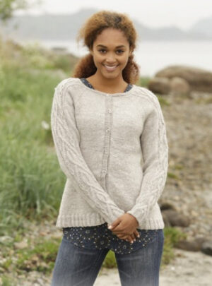 Irish Plaits Cardigan by DROPS Design - Jakke Strikkeopskrift str. S - XXXL