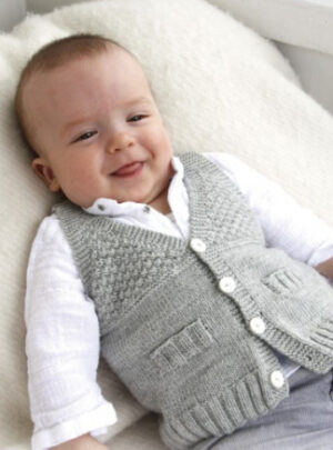 Junior by DROPS Design - Baby Vest Strikkeopskrift str. 1/3 mdr - 3/4 år