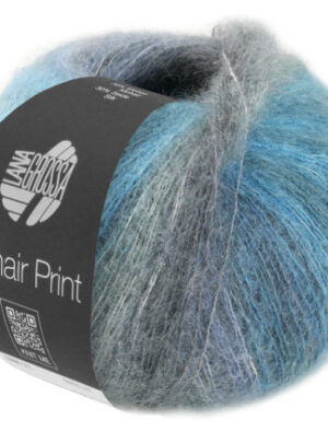 Lana Grossa Silkhair Print 432 Petroleum/Mørk petroleum/Mussegrå/Røggrå