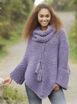 Lavender Grove by DROPS Design - Poncho Strikkeopskrift str S/M - XXXL