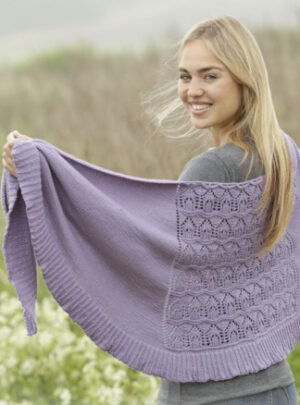 Lavender Leaves by DROPS Design - Sjal Strikkeopskrift 175x45 cm