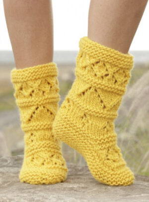 Lemon Twist by DROPS Design - Tøfler Strikkeopskrift str. 35/37 - 40/42