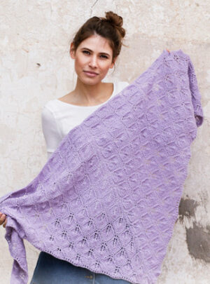 Lilac Bouquet by DROPS Design - Sjal Strikkeopskrift 144x72 cm