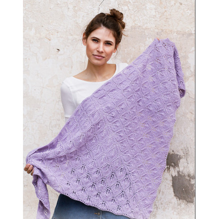 Lilac Bouquet by DROPS Design - Sjal Strikkeopskrift 144x72 cm Lilac Bouquet by DROPS Design - Sjal Strikkeopskrift 144x72 cm