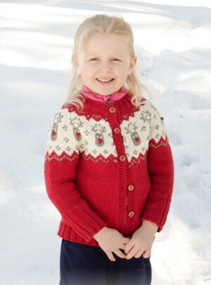 Little Red Nose Jacket by DROPS Design - Jakke Strikkeopskrift str. 12 mdr-12 år
