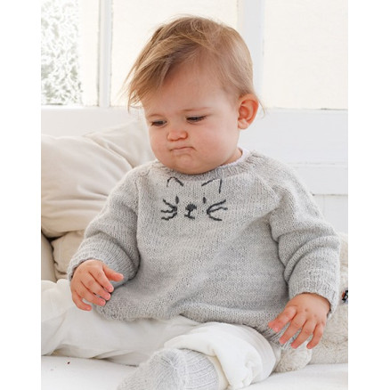 Meow Meow Sweater by DROPS Design - Baby Bluse Strikkeopskrift str. 0/1 mdr - 3/4 år Meow Meow Sweater by DROPS Design - Baby Bluse Strikkeopskrift str. 0/1 mdr - 3/4 år