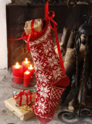 Mr. Kringle's Stocking by DROPS Design - Julesok Strikkeopskrift 35x25 cm
