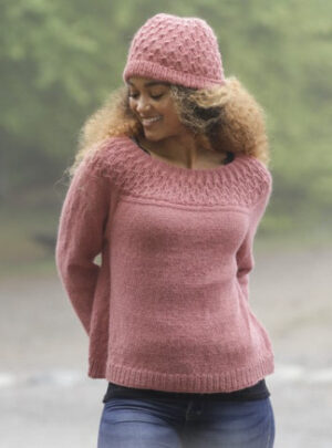 Namdalen by DROPS Design - Bluse og Hue Strikkeopskrift str. S - XXXL