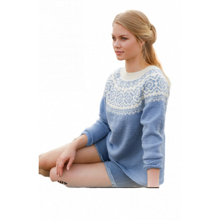Periwinkle by DROPS Design - Bluse Strikkeopskrift str. S - XXXL Periwinkle by DROPS Design - Bluse Strikkeopskrift str. S - XXXL