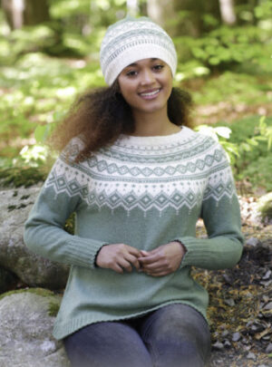 Perles du Nord by DROPS Design - Bluse og Hue Strikkeopskrift str. S - XXXL