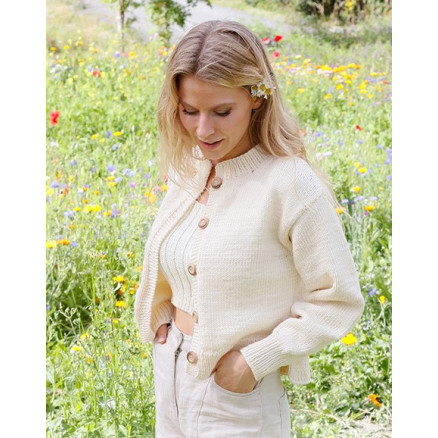 Prairie Rose Cardigan by DROPS Design - Cardigan Strikkeopskrift str. S - XXXL Prairie Rose Cardigan by DROPS Design - Cardigan Strikkeopskrift str. S - XXXL