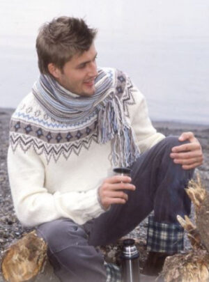Prince of Snow by DROPS Design - Sweater og Halstørklæde Strikkeopskrift str. 12/14 år og S/M - XXL