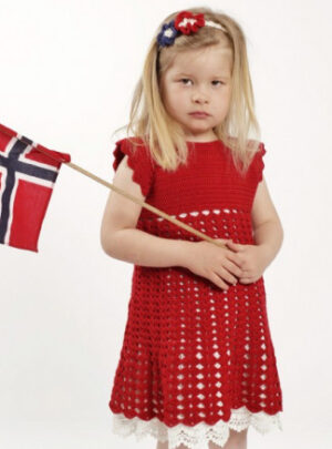 Princess Matilde by DROPS Design - Kjole og Hårbånd Hækleopskrift str. 2 år - 9/10 år