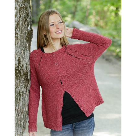 Raspberry Delight by DROPS Design - Jakke Strikkeopskift str. S - XXXL Raspberry Delight by DROPS Design - Jakke Strikkeopskift str. S - XXXL