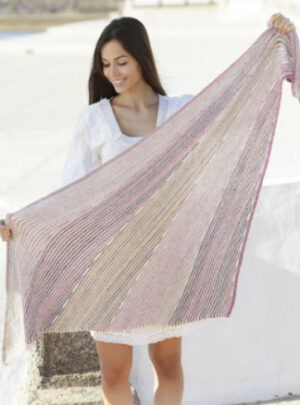 Rays of Sunset by DROPS Design - Sjal Strikkeopskrift 160x69 cm