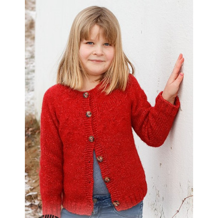 Red Hibiscus Jacket by DROPS Design - Cardigan Strikkeopskrift str. 3-14 år Red Hibiscus Jacket by DROPS Design - Cardigan Strikkeopskrift str. 3-14 år