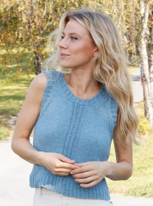 River Blue Trail by DROPS Design - Top Strikkeopskrift str. XS - XXL