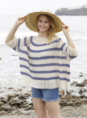 Riviera Stripes by DROPS Design - Bluse Strikkeopskrift str. S - XXXL