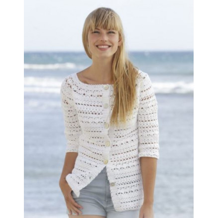Seashore Bliss Cardigan by DROPS Design - Jakke Hækleopskrift str. S - XXXL Seashore Bliss Cardigan by DROPS Design - Jakke Hækleopskrift str. S - XXXL