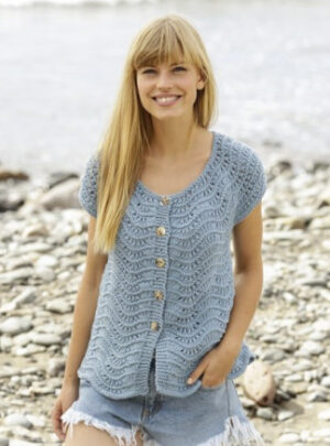 Shore Line Cardigan by DROPS Design - Cardigan Strikkeopskrift str. S - XXXL