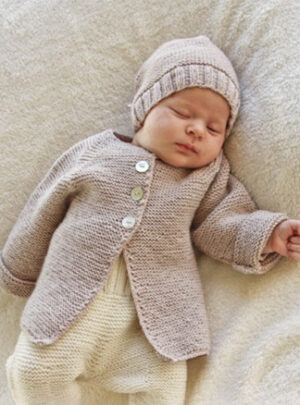 Sleep Tight by DROPS Design - Baby Jakke med raglan Strikkeopskrift str. Præmatur - 4 år