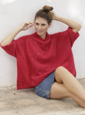 Strawberry Swing by DROPS Design - Bluse Strikkeopskrift str. S - XXXL