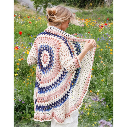 Summer Sunset by DROPS Design - Cardigan Hækleopskrift str. S - XXXL Summer Sunset by DROPS Design - Cardigan Hækleopskrift str. S - XXXL