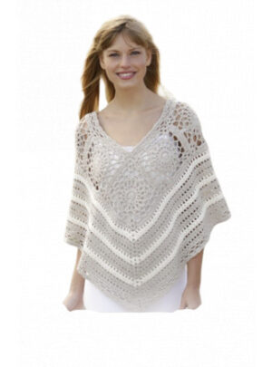 Sweet Martine by DROPS Design - Poncho med bedstemorruder Hækleopskrift str. S/M - XXXL