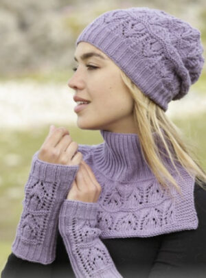 Sweet Verbena by DROPS Design - Sæt med Hue, Hals og Pulsvarmere Strikkeopskrift str. S/M - M/L