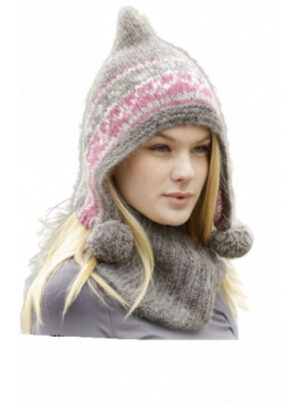 Sweet Winter Hat by DROPS Design - Hue og hals strikkeopskrift str. S/M - L/XL